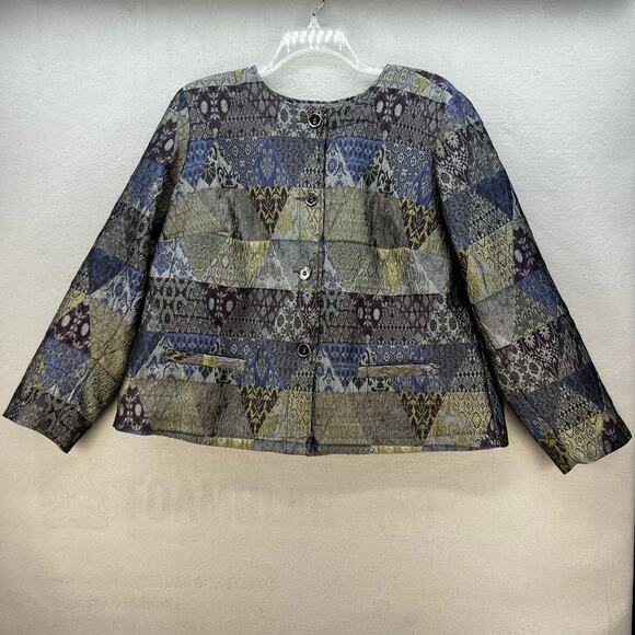 VTG Norton McNaughton Jacket Women's 1X Metallic Purple Gold Pockets Grandma - Picture 1 of 11